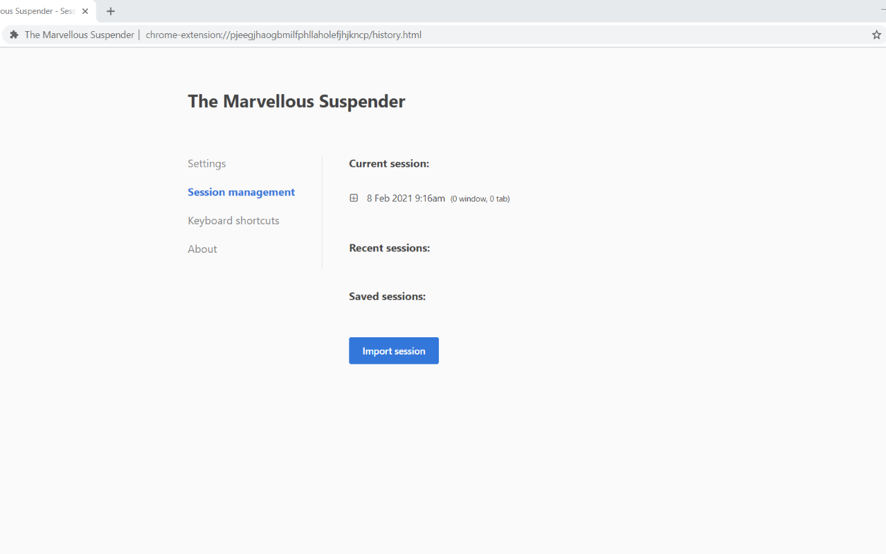The Marvellous Suspender — Session management